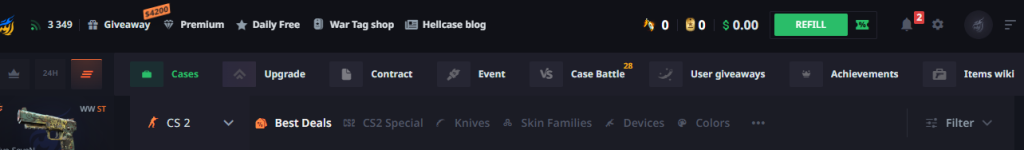 Hellcase navigation